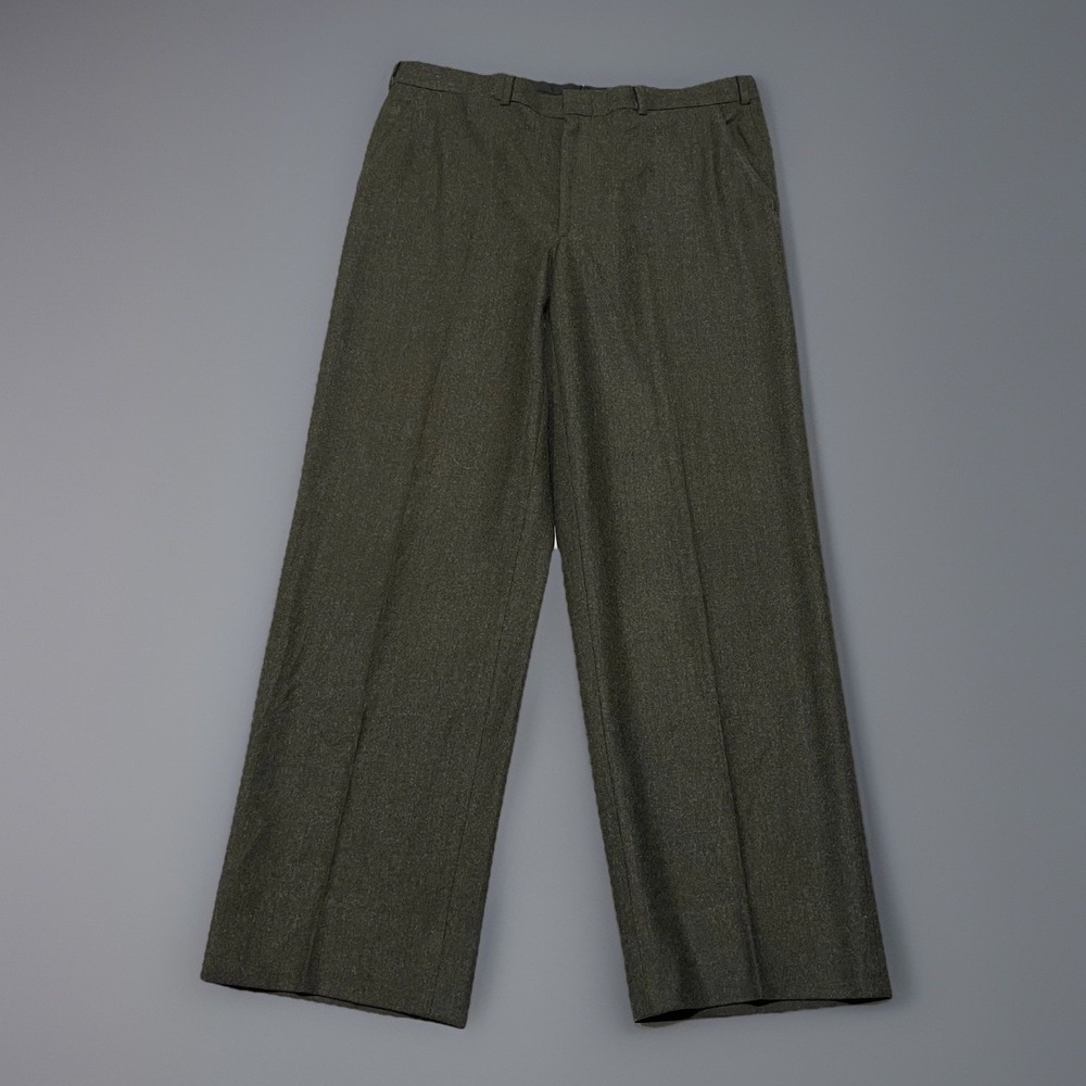 Brooks Brothers Brooksease Mens Olive Wool Classic Trousers Dress Pants 36x29